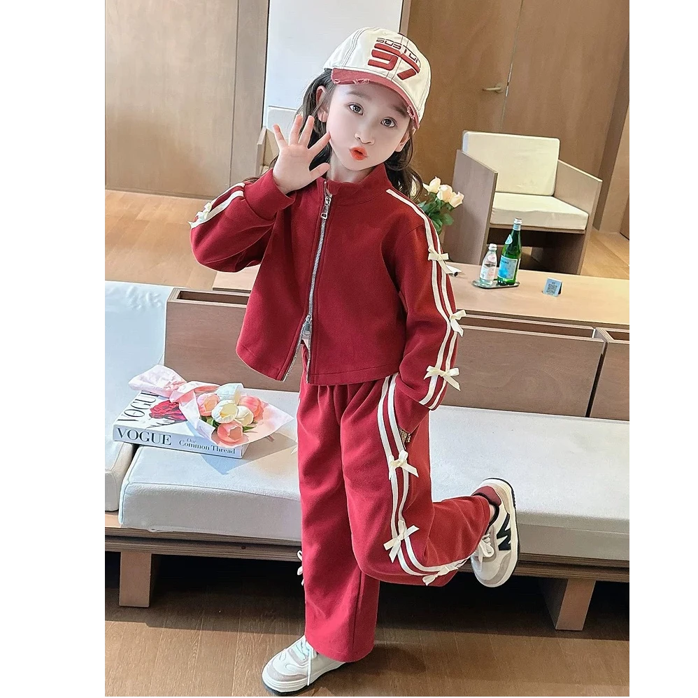 女童秋季套装2025新款女宝宝外套春秋款儿童秋装女孩运动装阔腿裤