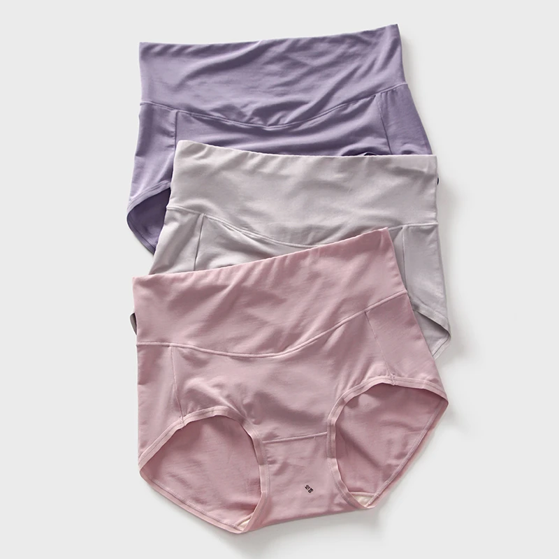 3条100%蚕丝裆无痕内裤女高腰收腰7A抑菌三角裤60S兰精莫代尔内裤