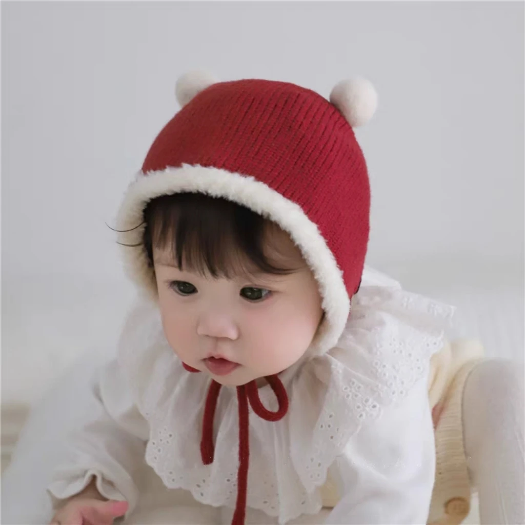 婴儿帽子秋冬毛线帽韩国宝宝可爱保暖加厚针织护耳帽婴幼儿冬天帽