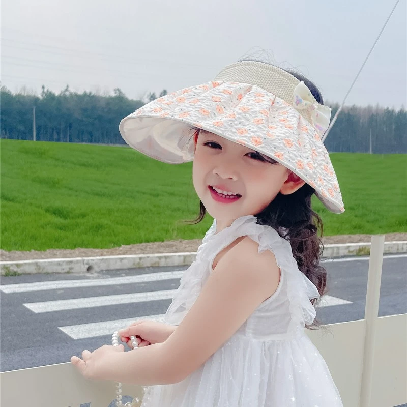 女童帽子2023新款夏季防晒贝壳帽时尚洋气遮阳帽沙滩女宝空顶帽潮