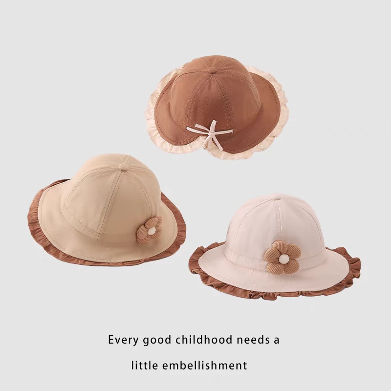 宝宝帽子春秋薄款渔夫帽女宝宝夏季遮阳防晒帽可爱大檐婴儿太阳帽