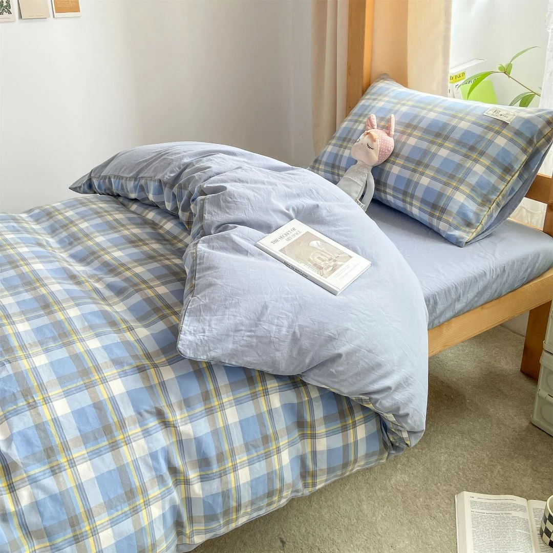 無印良品纯棉三件套大学生宿舍单人全棉被套床单床上四件套床品六