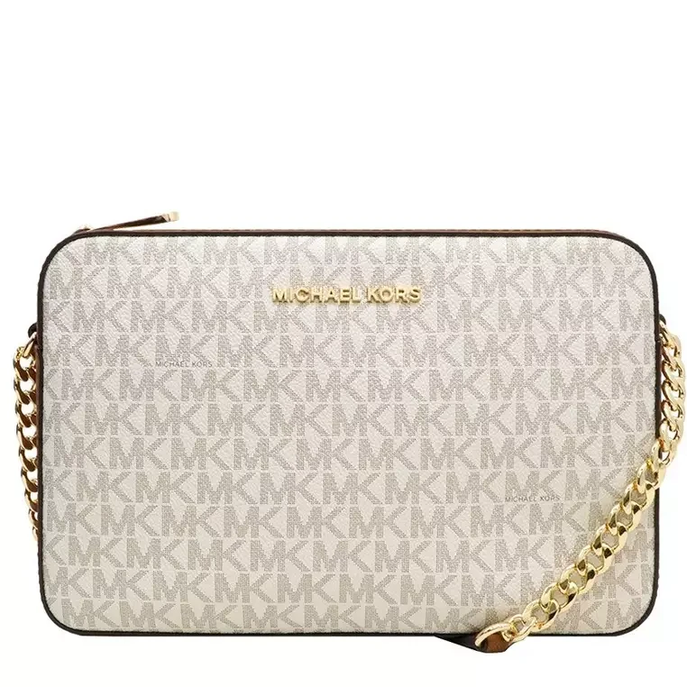 MICHAEL KORS/迈克高仕Jet Set系列 白色拼棕色 斜挎相机包