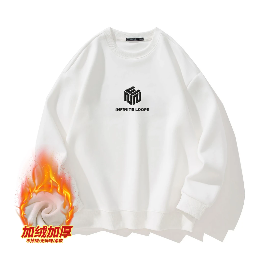 【琨】情侣款加绒加厚刺绣保暖卫衣N89