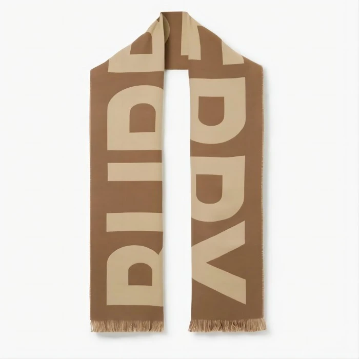 未使用 BURBERRY/博柏利 徽标LOGO秋冬提花卡其色围巾（无盒）