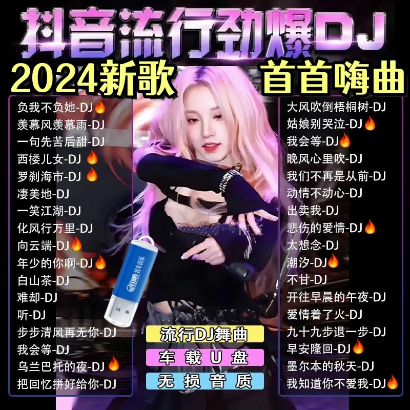 2024新歌抖音流行DJ车载U盘重低音劲爆dj音乐优盘无损音质汽车U盘