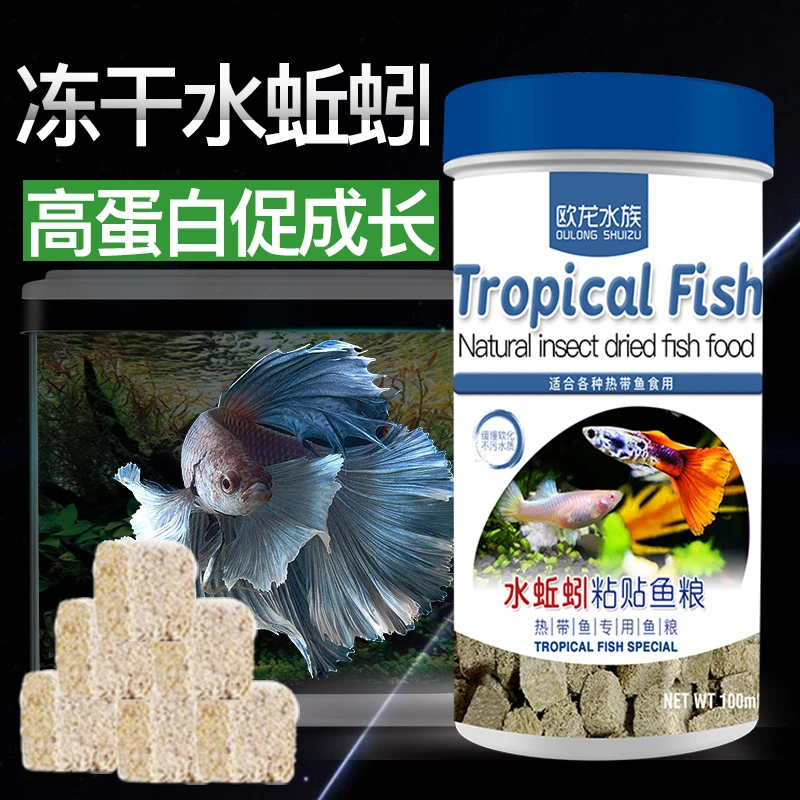 欧龙水族水蚯蚓鱼粮观赏鱼饲料水族鱼食中小型热带鱼孔雀鱼灯科鱼