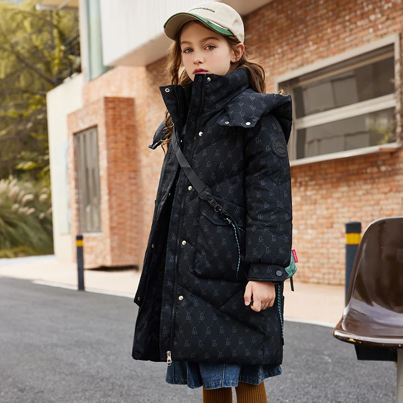 儿童羽绒服2024新款女童中长款加厚白鸭绒冬季韩版洋气外套潮