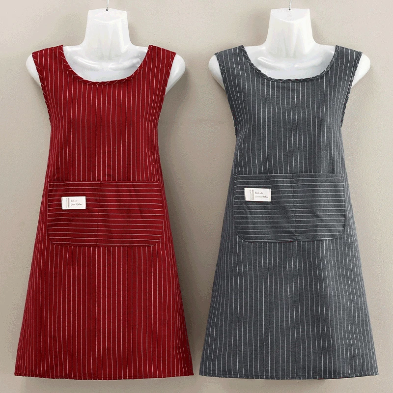 家用厨房围裙坎肩女2024新款夏季薄款餐饮专用工作服时尚洋气