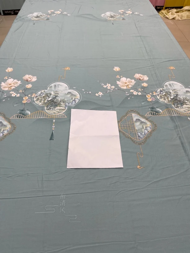 百支数码贡缎1551《晴岚》3.2米绿（买布送拉链）