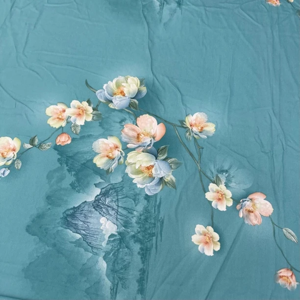 百支数码贡缎1684《水墨丹青》4.2米绿（买布送拉链）