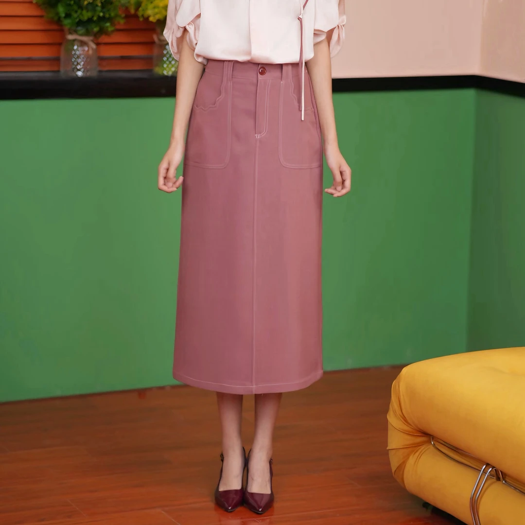 晗雪【月照华林】复古纯色高腰气质后妈裙2025新款爆款洋气港风