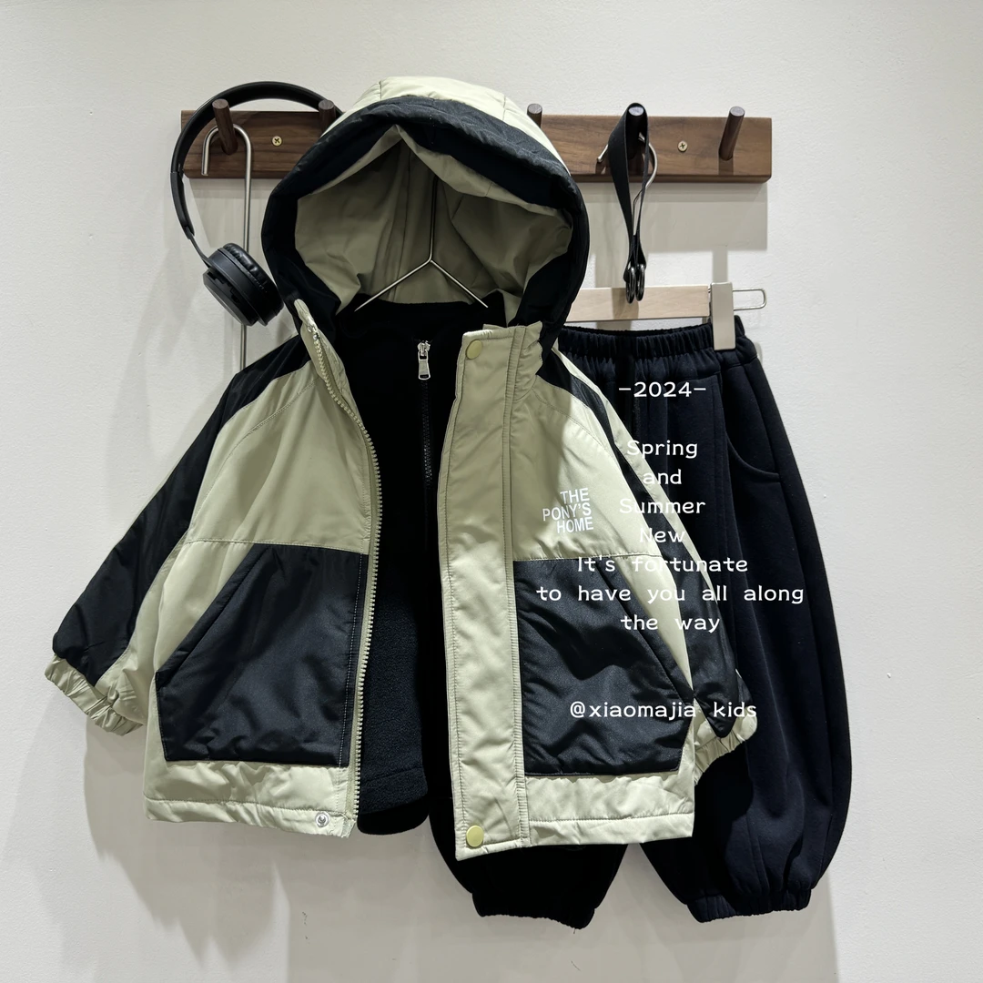 秋冬季三合一冲锋衣外套D-3172上衣两件套宽松韩版百搭男女童时尚