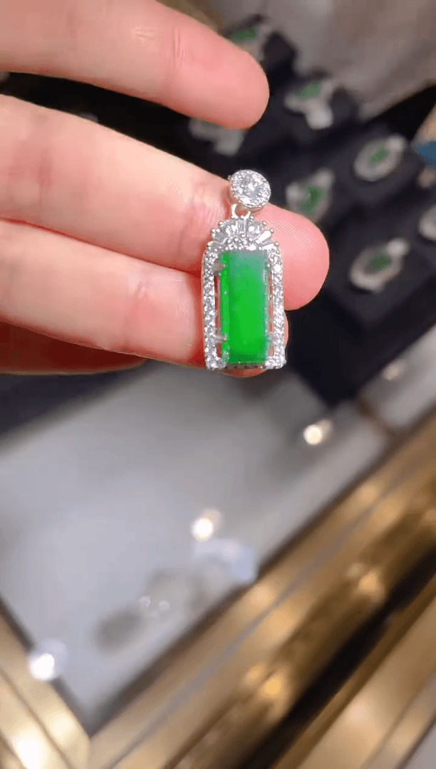 【闪购商品】翡翠吊坠银S925镶嵌60202天然翡翠A货吊坠多样性发