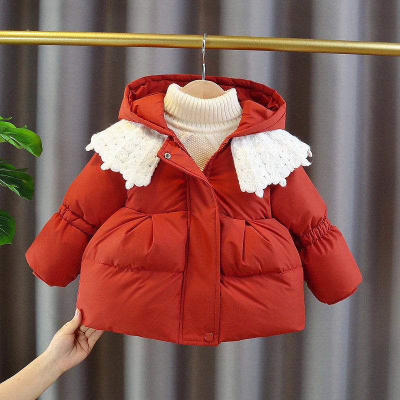 宝宝棉服女童外套冬装夹棉加绒加厚保暖婴儿红色棉衣棉袄2023新款