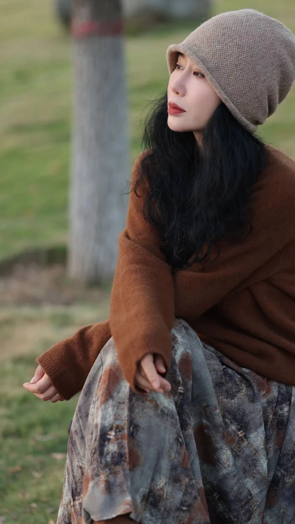 【那尚新品】圆领软糯慵懒针织套头羊绒毛衣