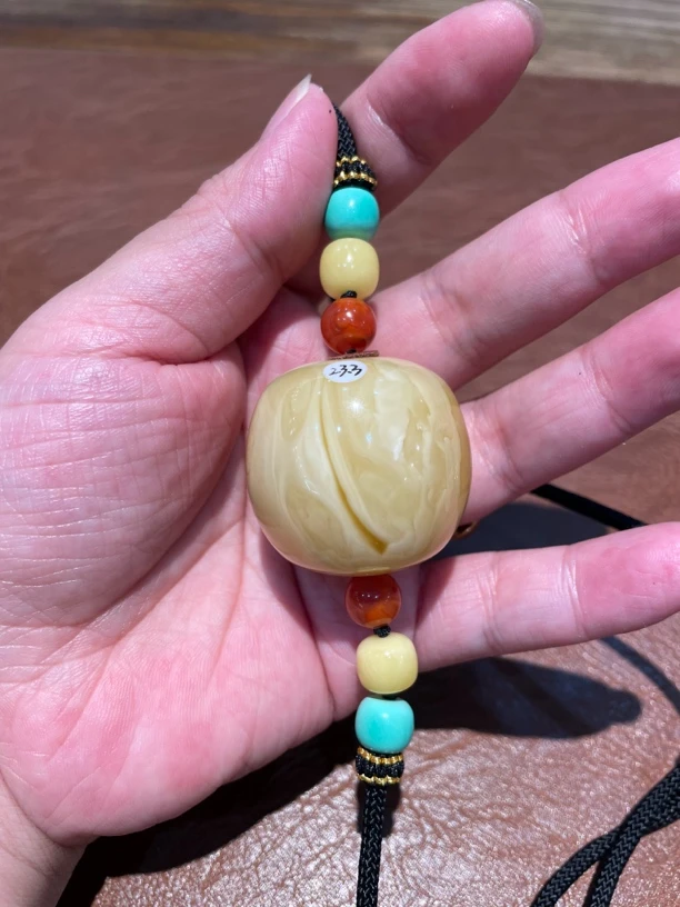 纯天然俄料浓蜡墩子桶手工编织红绿灯配饰时尚百搭挂件项链