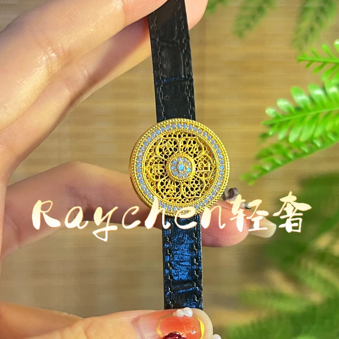 铜合金手链 【Raychen轻奢】177新款八宝罗盘手带竹节纹表带手链