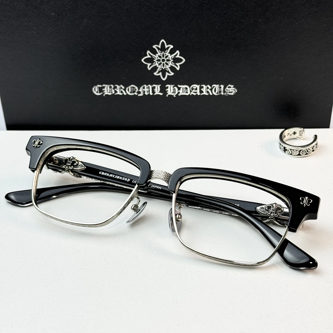 半框钛刀粗框黑色网红男款复古痞帅眼镜架｜可配镜片