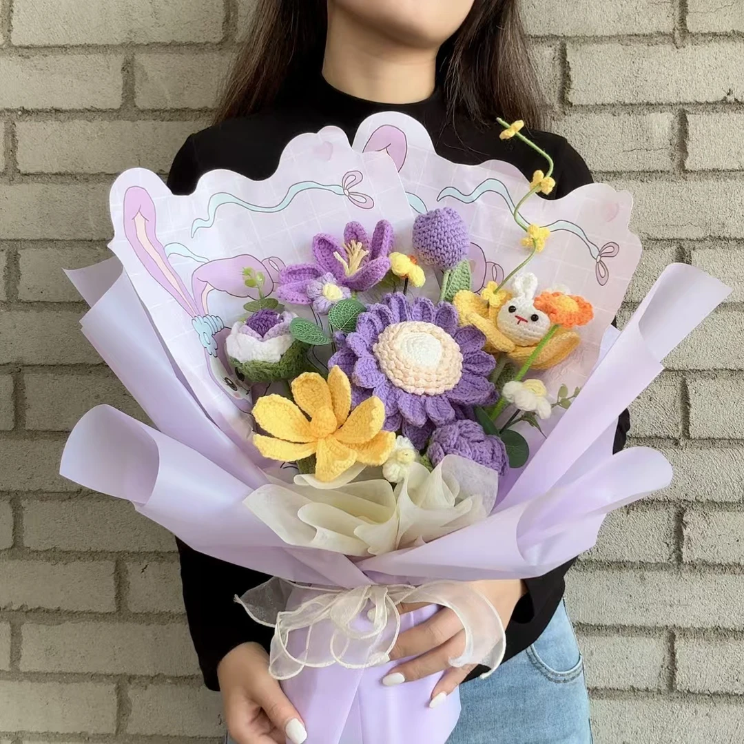 (008)轻奢手工成品花束非遗毛线永生花创意礼物私人定制高端心意