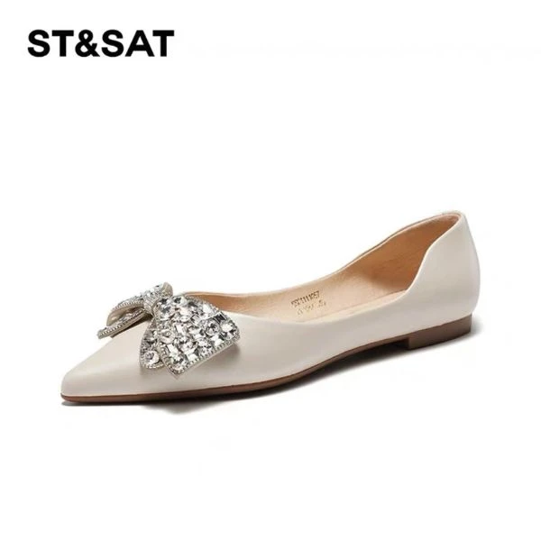 SSC1111057星期六2024春新款平底鞋蝴蝶结舒适浅口单鞋女