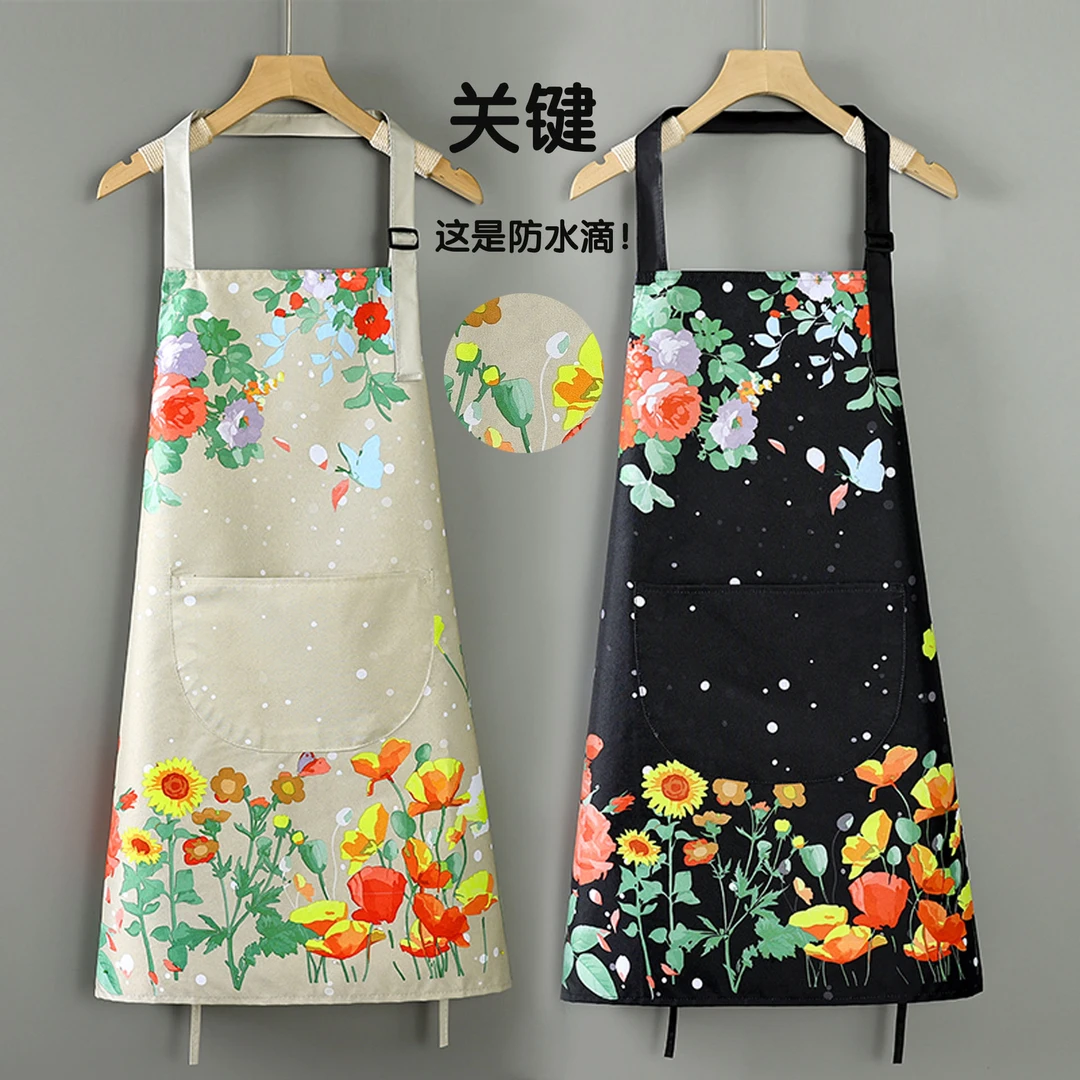 新款防水防油围裙女免洗耐脏厨房家用上班饭店专用餐饮摆摊工作服