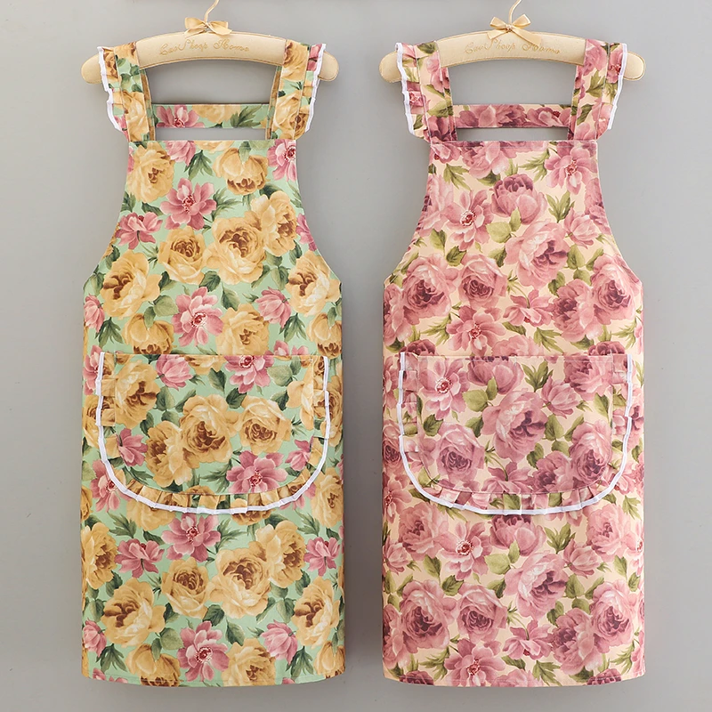 围裙家用厨房防油污碎花漂亮做饭围腰园艺花店上班背带工作服围腰