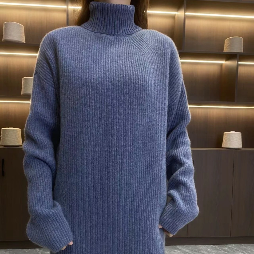 羊羔绒8046纳驰高端女士纯色半高领秋冬时尚加厚套头羊绒针织衫