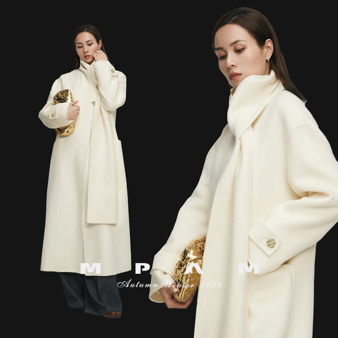 【交个朋友】MPAM围巾披肩通勤100%绵羊毛双面大衣女240414