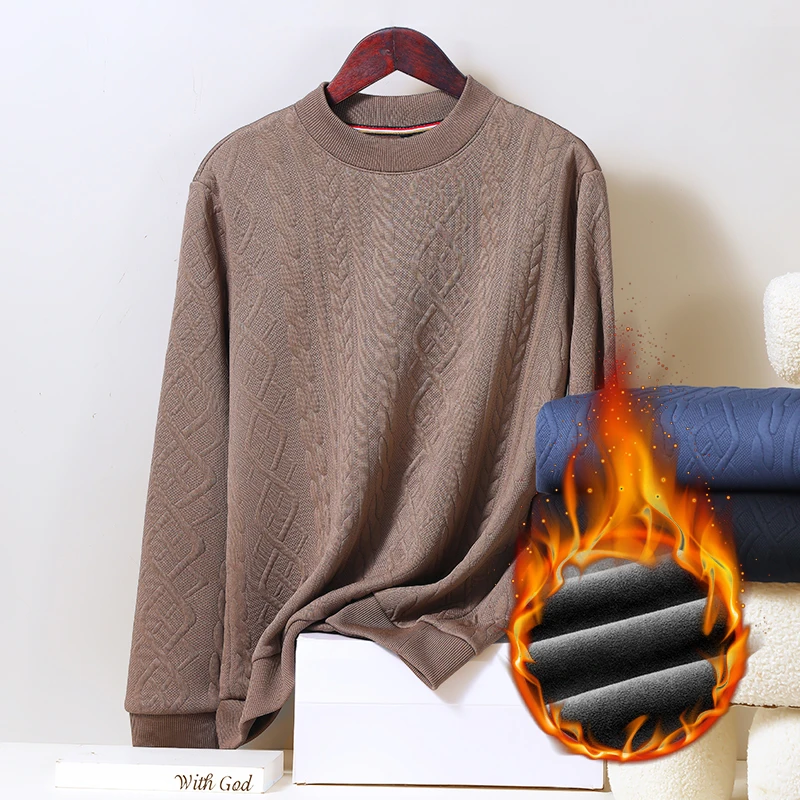 W903  MYM针织衫提花毛衣加厚加绒秋冬保暖居家男士打底长袖卫衣