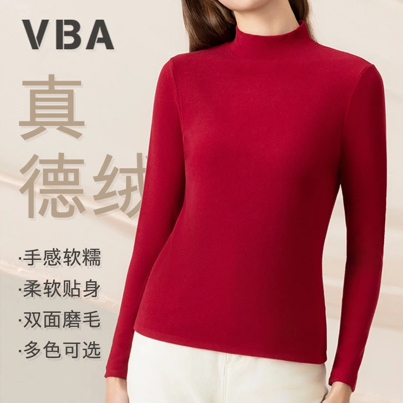 241746 MYM1女士半高领德绒针织衫毛衣保暖秋冬时尚长袖修身内搭