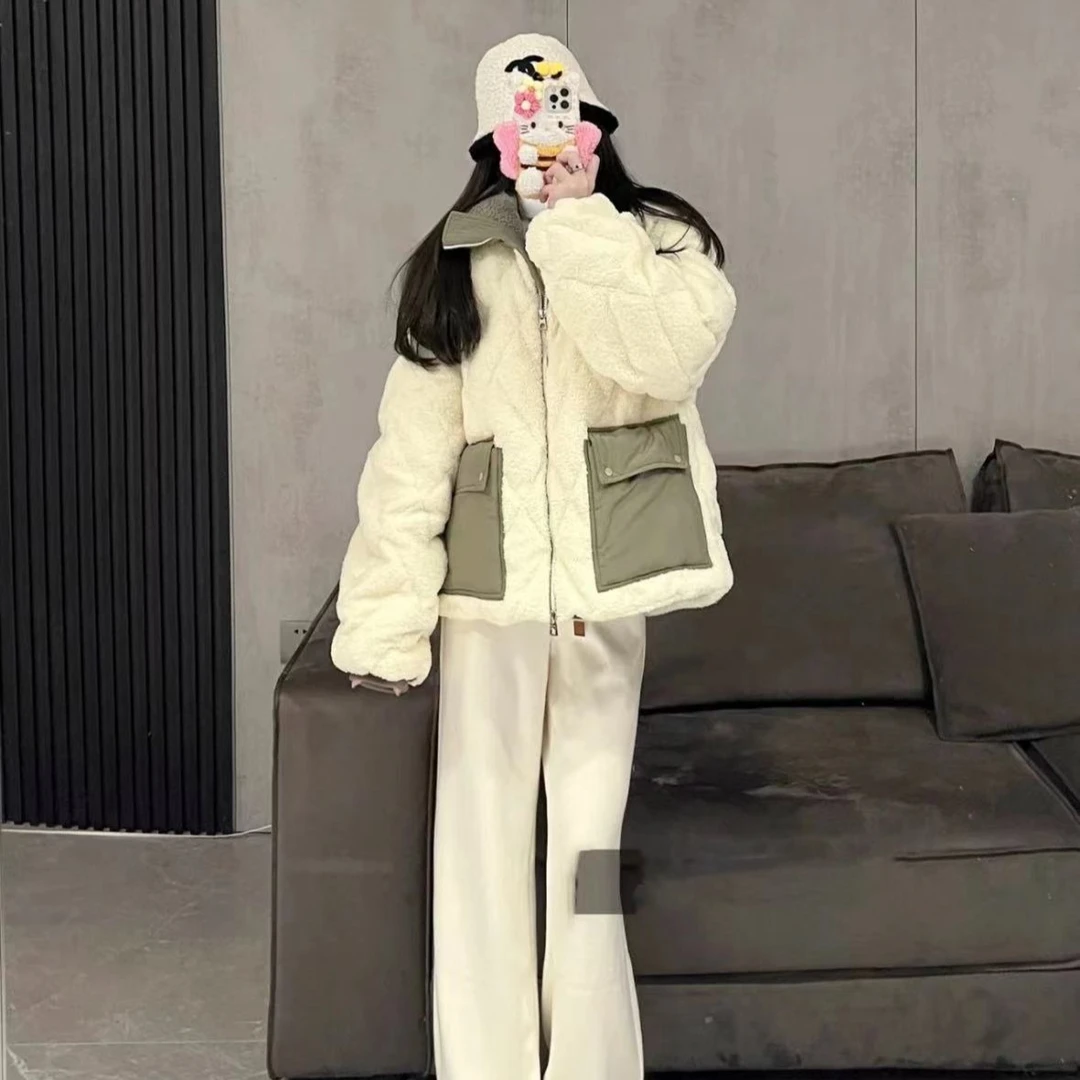 全新未使用 MONCLER  MONCLER Jonquille短款羊羔绒鹅绒羽绒服