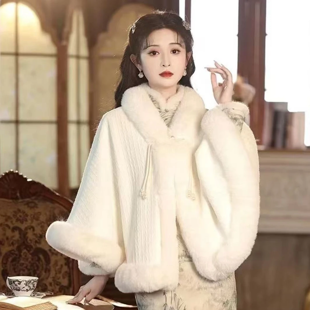 【风清余】多色斗篷搭配旗袍新中式开衫时尚百搭保暖气质款长度60cm