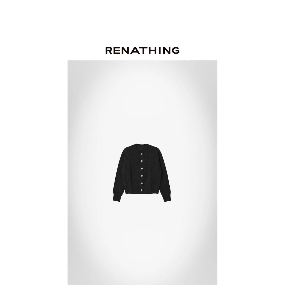 【RENATHING】纯色针织系扣开衫上衣
