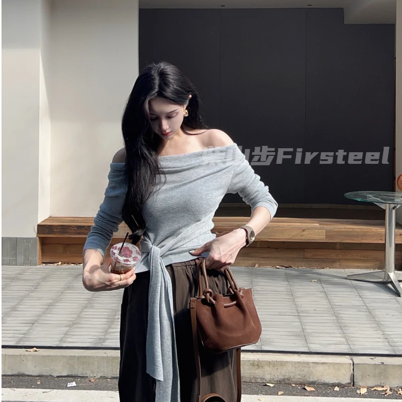 「柴山步Firsteel」原创束腰假两件一字领堆堆领收腰御姐上衣