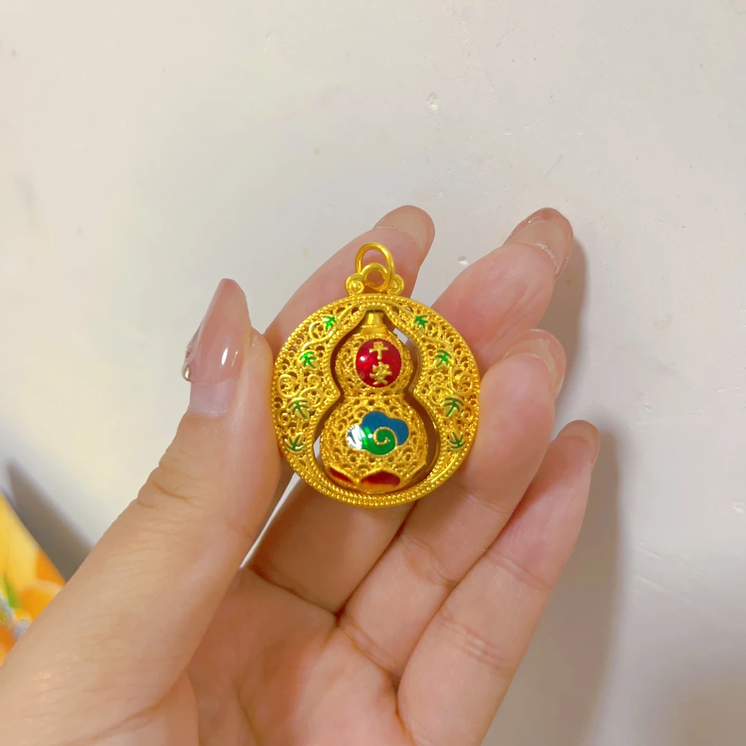 合金吊坠 平安祥云葫芦吊坠 可转动 赠项链