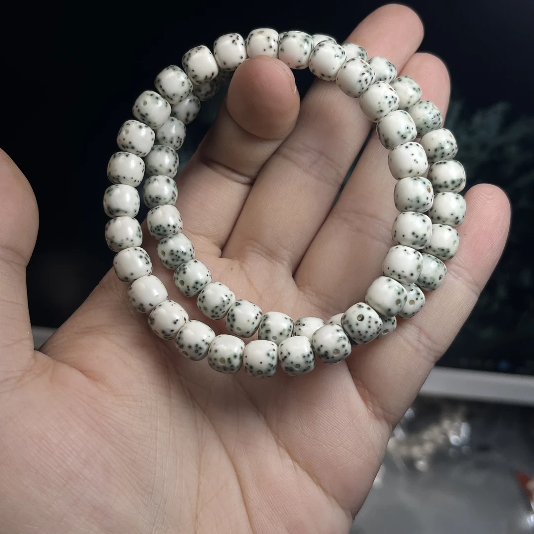 银标8瓷白稀疏星一线天月留白星月菩提手串S8XX-3