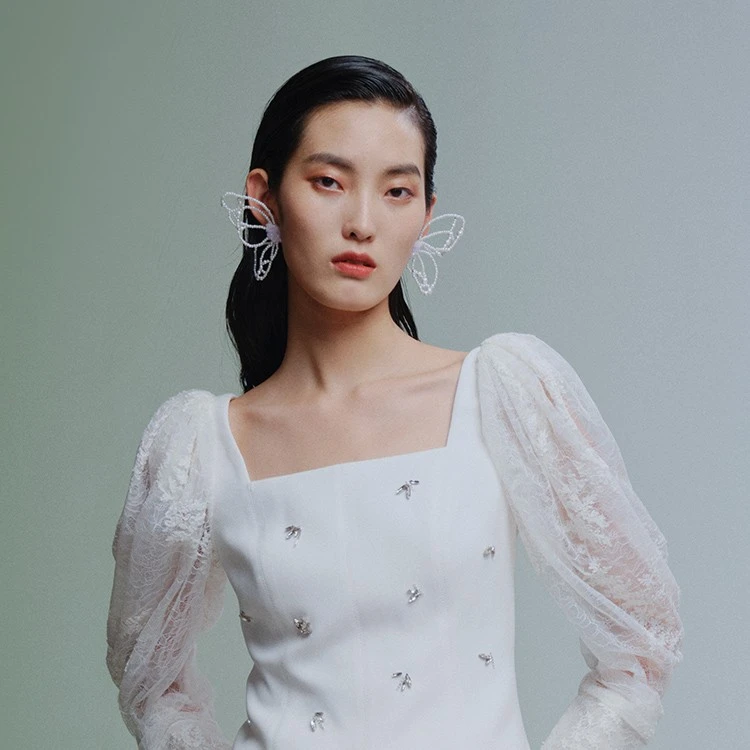 COCOON/可可尼白色小众国风竹叶上衣 23112BN054017012