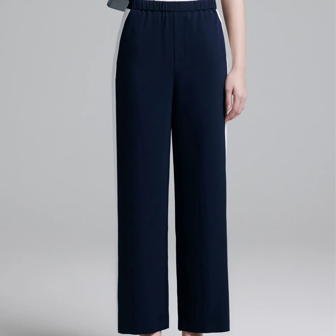 COCOON/可可尼藏青色直筒廓形单裤24203BC083306111