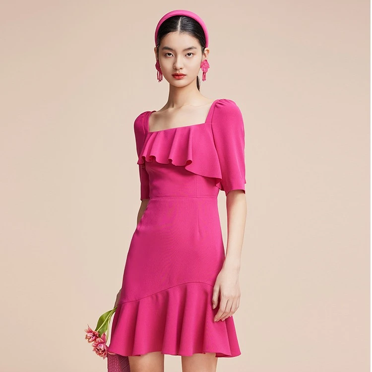 COCOON/可可尼品牌色蝴蝶兰气质连衣裙23307AF022036046