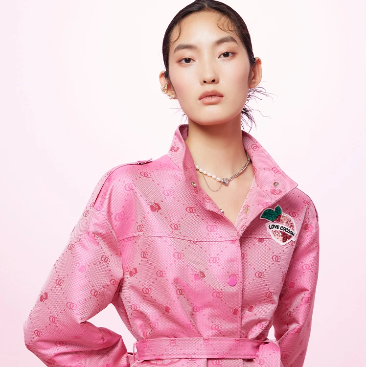 COCOON/可可尼玫红色休闲风衣外套23102AC113348046