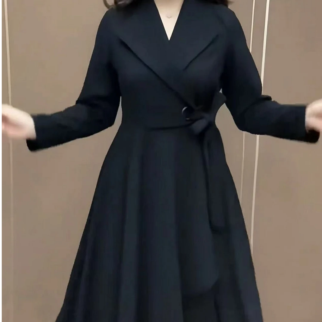 新款时尚优雅淑女范儿中长款百搭收腰显瘦气质风衣裙