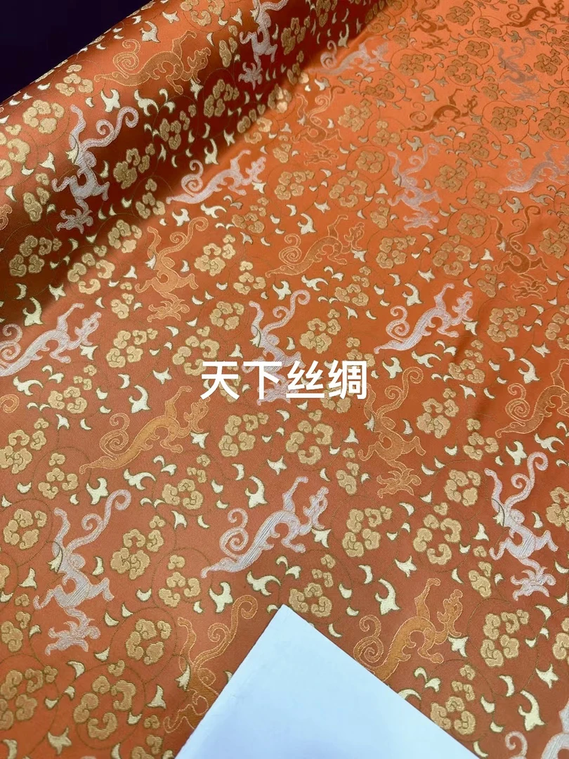 《日落金山》100%桑蚕丝40姆米湖丝重缎香云纱真丝面料丝绸布料