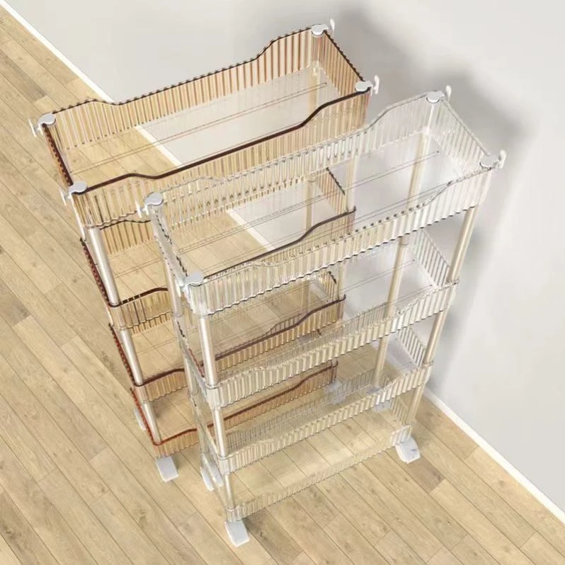 置物架落地ins风网红透明小推车落地多层窄缝夹缝收纳门口置物架