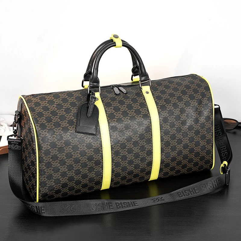 时尚欧美健身包大容量单肩旅行袋圆筒登机包男士潮流旅游行李包