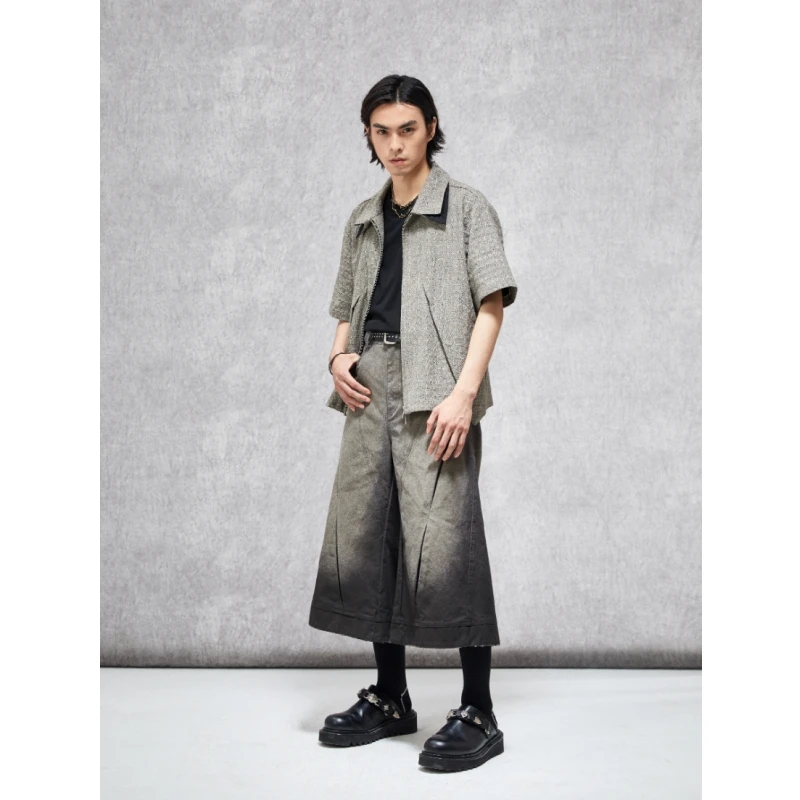 ALVNG AR ANTS/芸蚁「凌」双层领肌理亚麻飞片结构短袖衬衫_侠