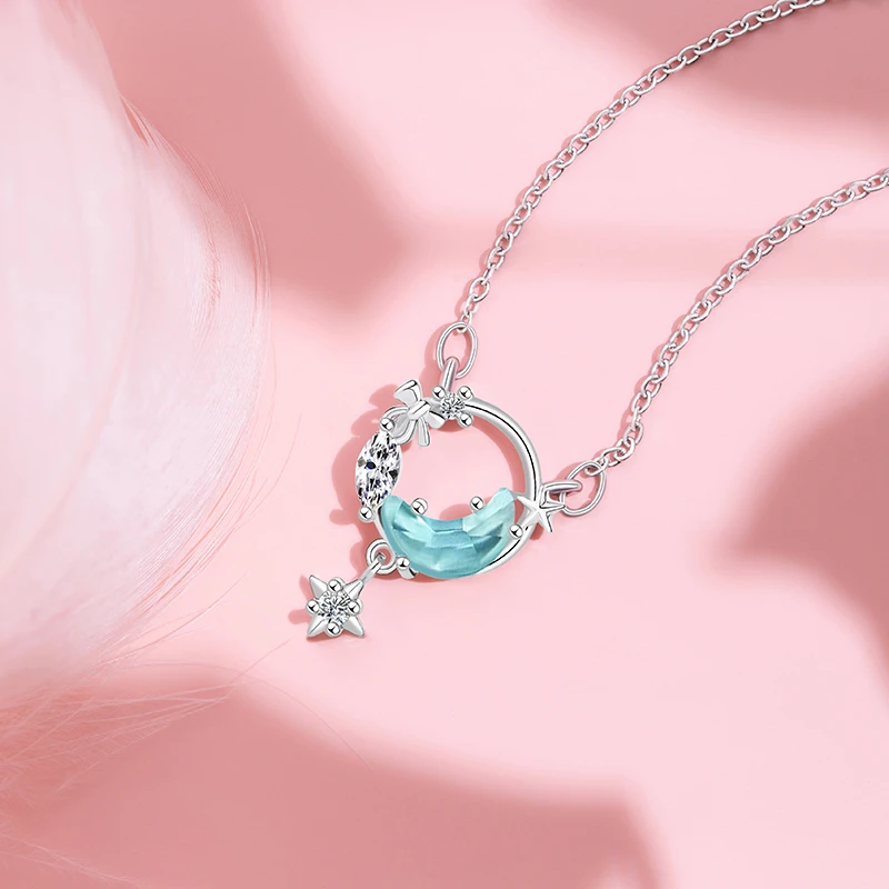 钛钢项链 春日花花星月项链女轻奢设计高级感哥特风小饰品