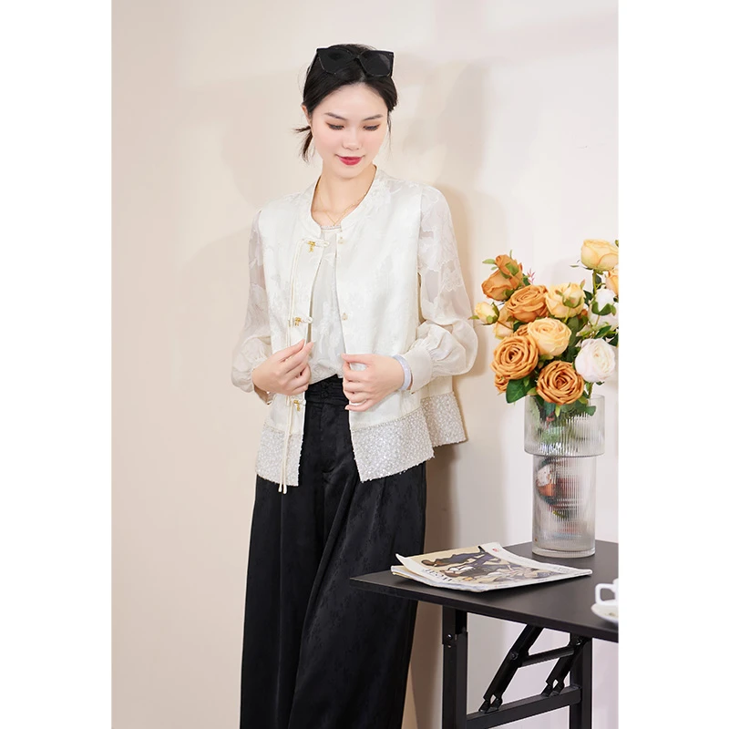 迪欧芙2024春季新款轻奢小众高级感气质绣花新中式马夹#CWT16451