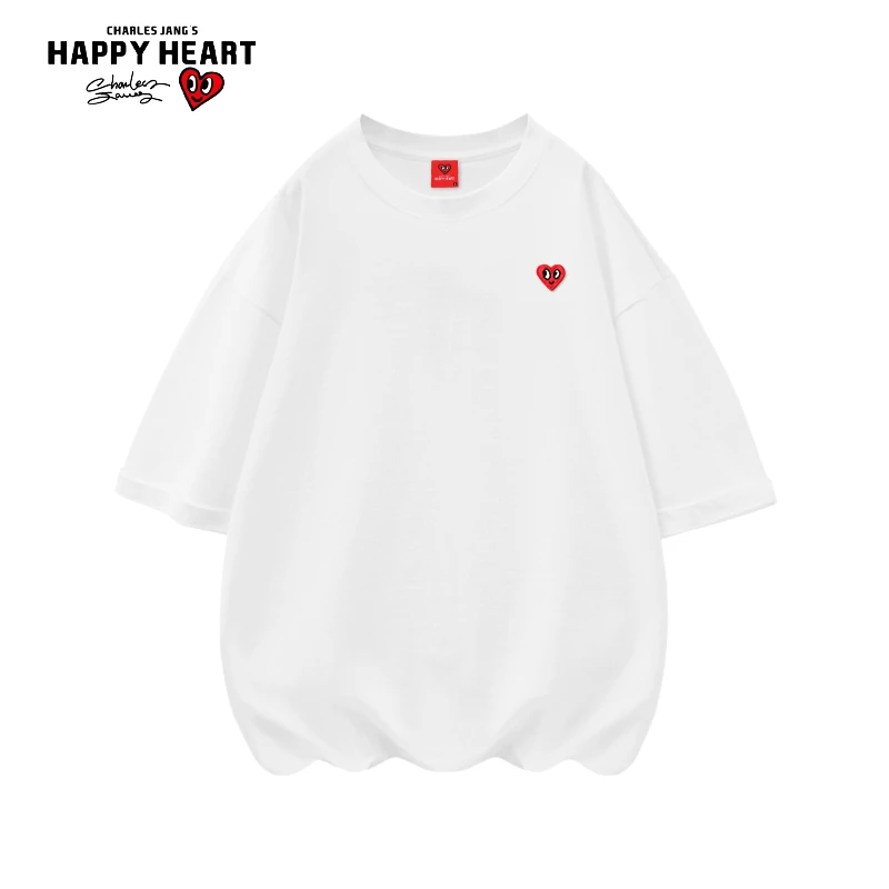 【吴磊同款】查尔斯桃心 圆领短袖260g重磅纯棉情侣男女打底潮流NS