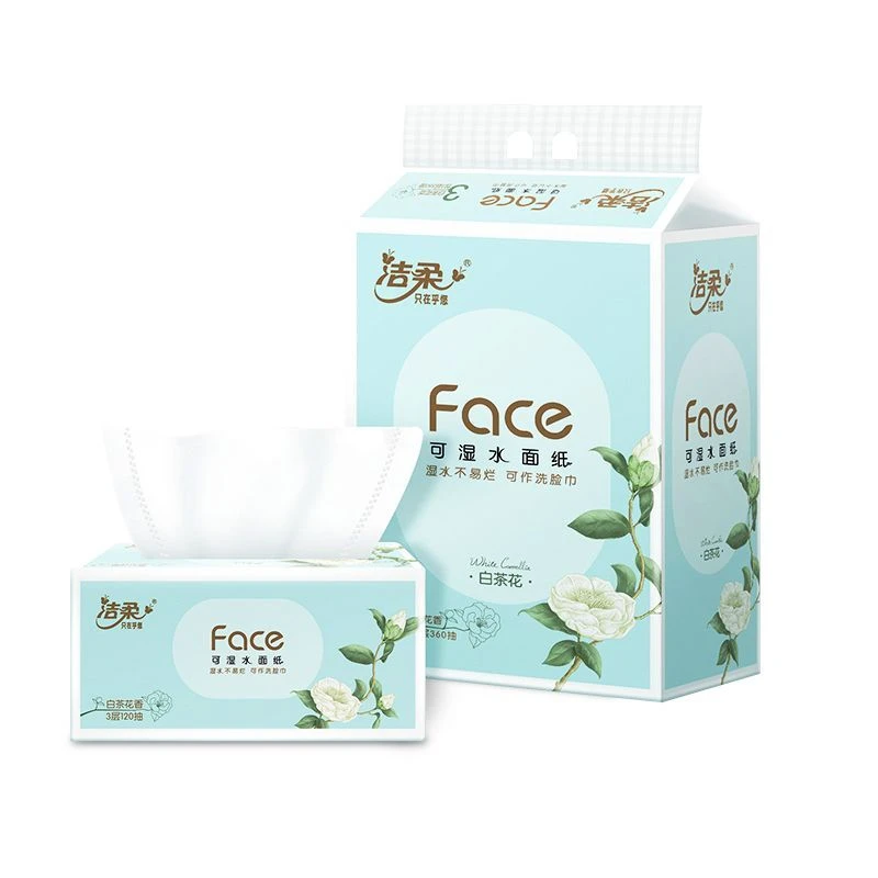 洁柔（Face白茶花香味软抽）一次性纸面巾/120抽3层（3包装）亲肤两用